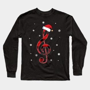 Musical Note Santa Hat Sol Music Lover Christmas Long Sleeve T-Shirt